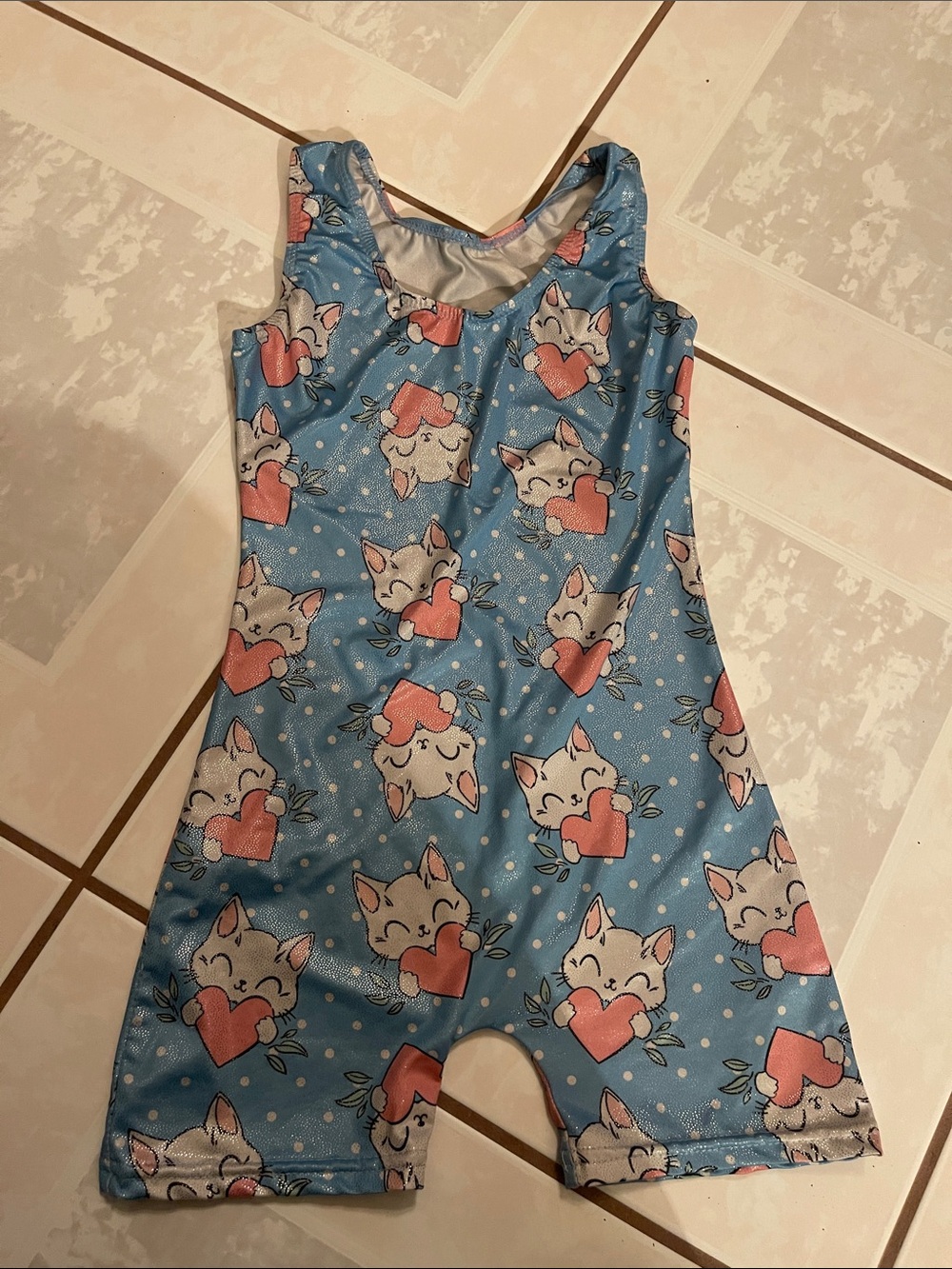 Girls' Blue Heart Fox Print Romper